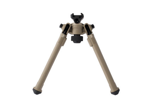 Magpul flat dark earth M1913 bipods have adjustable pan and tilt with adjustable length legs with stepped polymer feet for stability